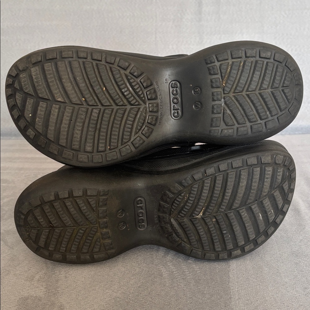 CROCS Bae Clog Platform Shoes Black Women's 10 Chunky Heel Slip On - Picture 7 of 8